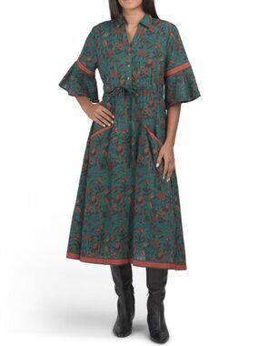 ISLAPAYAL Cape Print Midi Dress